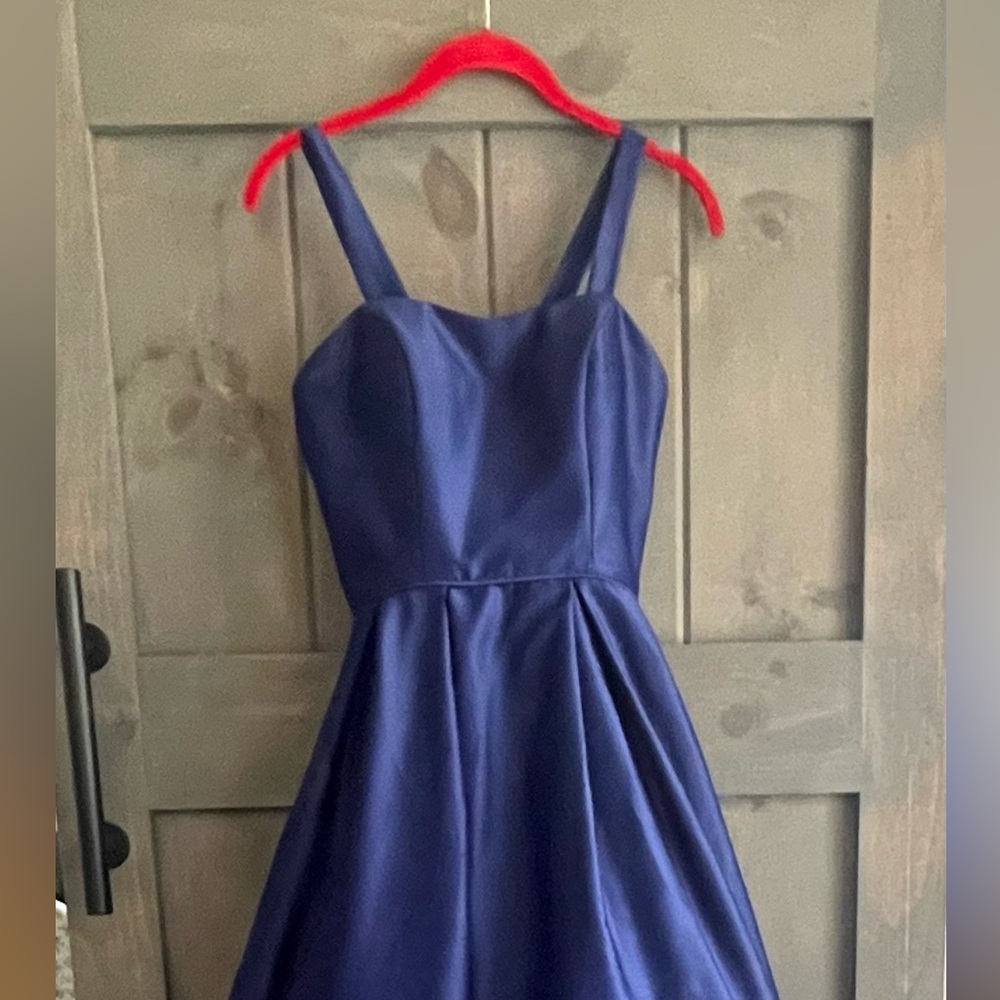 Blue Halter Sleeveless A-line Prom Dress - Picture 4 of 7